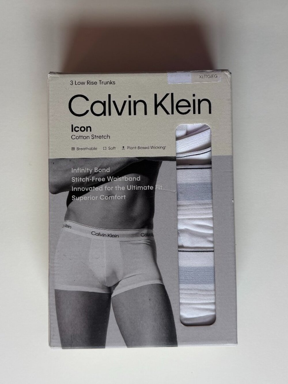 NWT Calvin Klein Icon Cotton Stretch 3-Pack Low Rise Trunk - Size XL - White